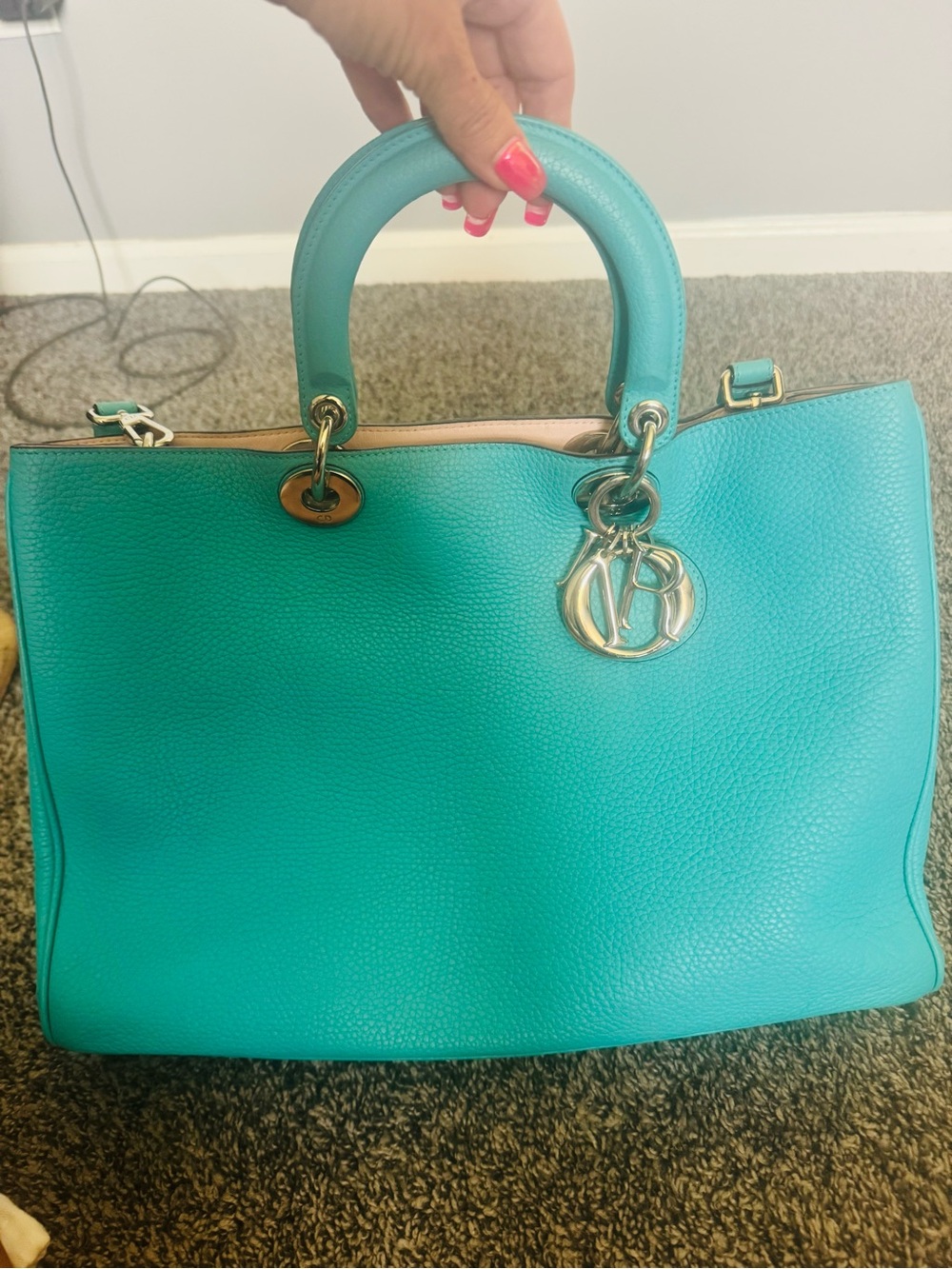 Christian Dior Diorissimo Turquoise Leather Top-Handle Women's Tote